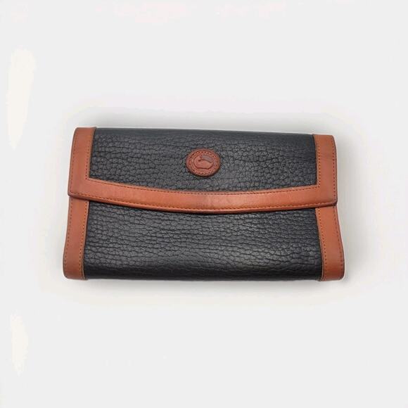 Vtg Vintage Donney & Bourke leather Wallet Classic Brown & Blue - Picture 1 of 12